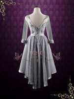 Plus Size Gray Lace High Low Formal Evening Dress ANNISA
