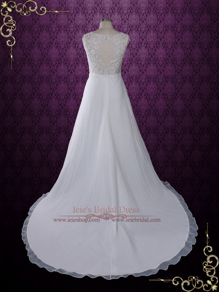 Beach Grecian Lace Chiffon Wedding Dress with Keyhole | Evon