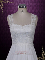 Beach Grecian Lace Chiffon Wedding Dress with Keyhole | Evon