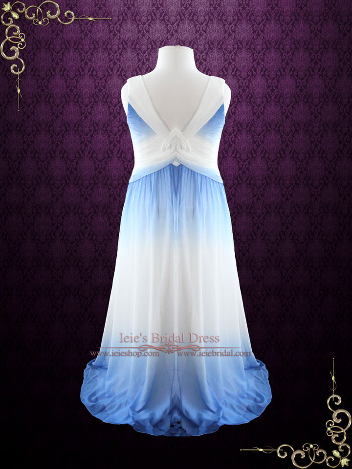 Grecian Blue Changing Color Chiffon Formal Prom Dress Size 10 Grecian Blue Changing Color Chiffon Formal Prom Dress Size 10