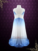 Grecian Blue Changing Color Chiffon Formal Prom Dress Size 10