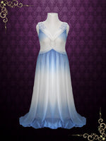 Grecian Blue Changing Color Chiffon Formal Prom Dress Size 10