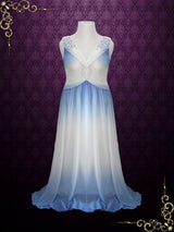 Grecian Blue Changing Color Chiffon Formal Prom Dress Size 10