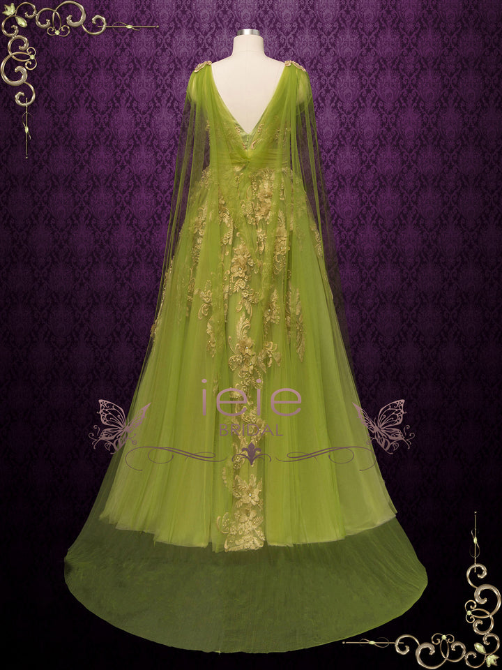 Green Gold Lace Wedding Dress JULIANNE