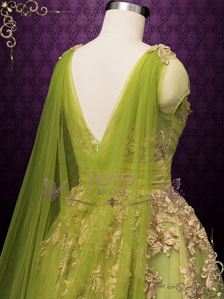 Green Gold Lace Wedding Dress JULIANNE