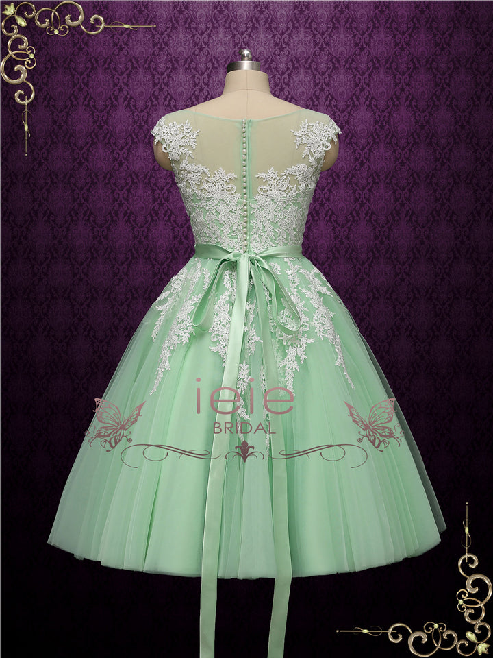 Short Green Tea Length Wedding Dress ROSALIE