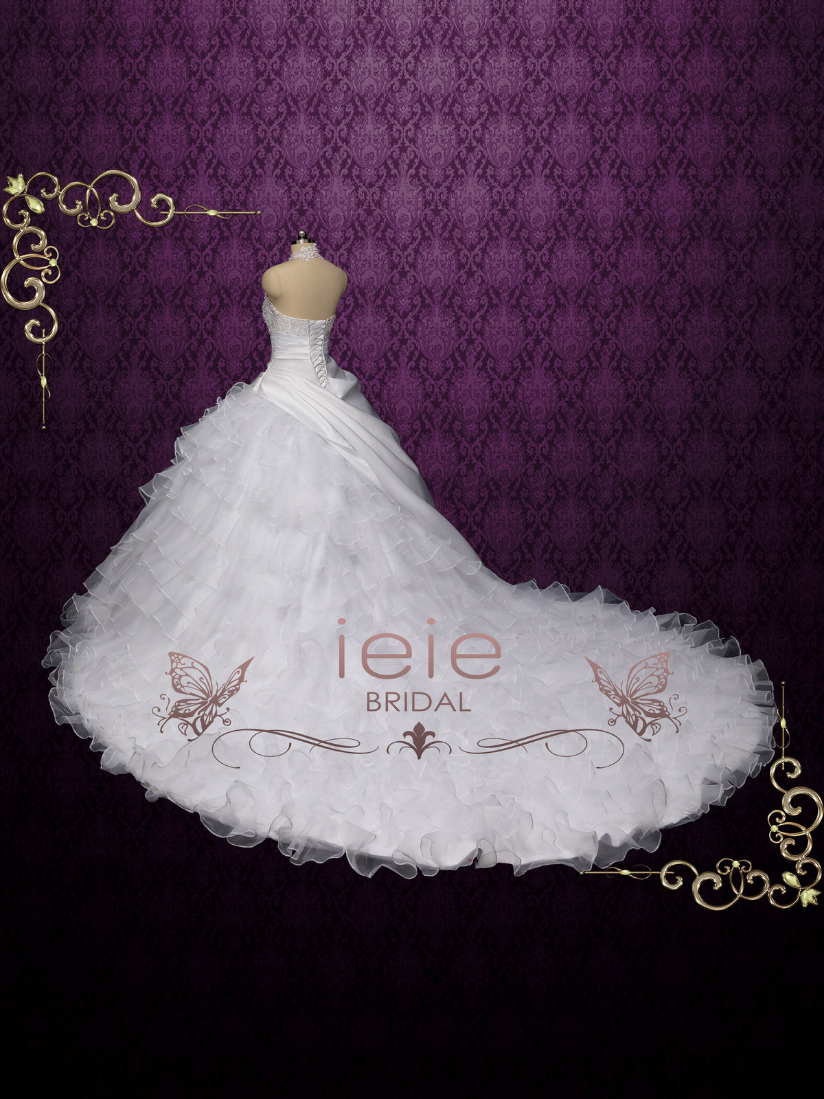 Halter Lace Asymmetrical Ball Gown Wedding Dress VALTINA