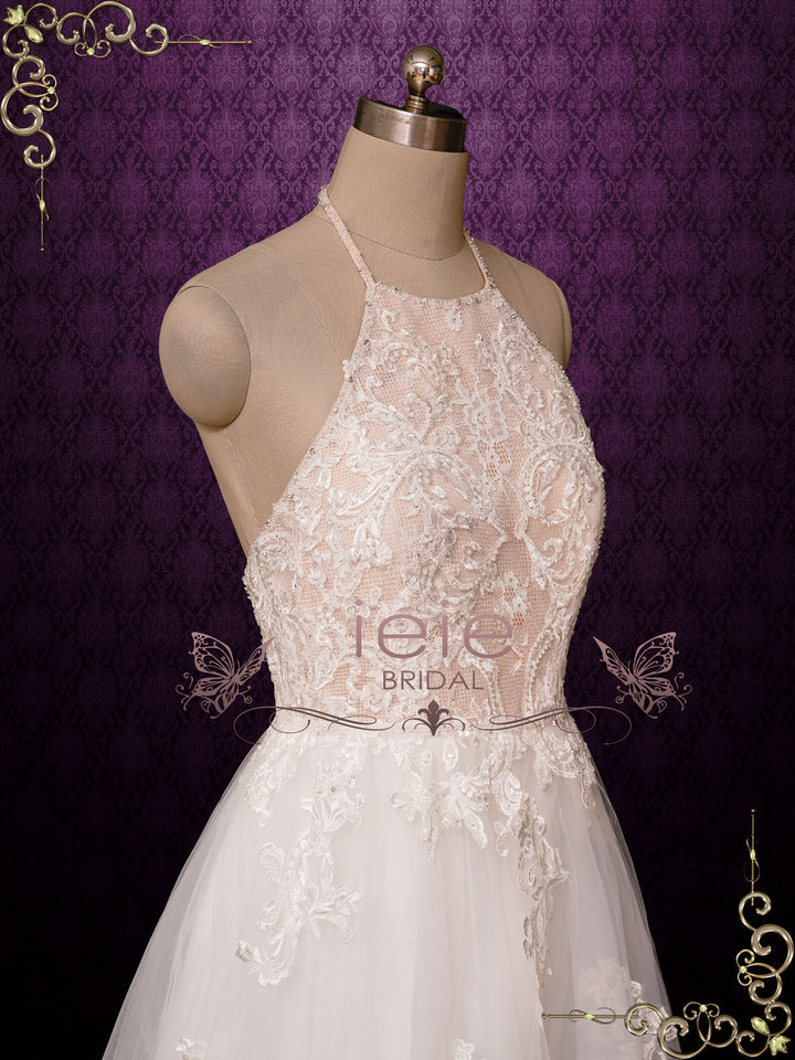 Halter Style Lace Wedding Dress TENLEY