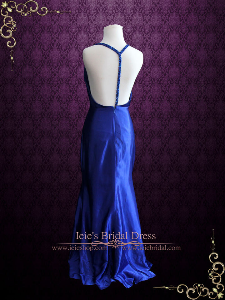 Boho Plunging V Neck Evening Dress with Open T Back | Katy