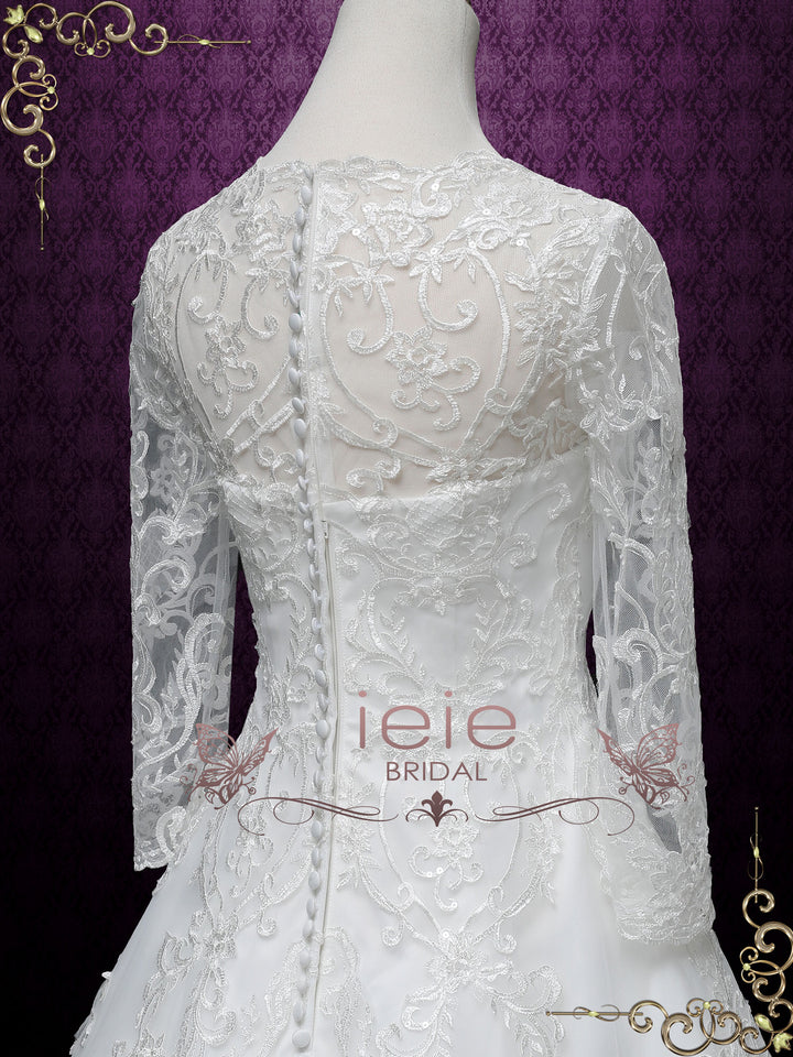 Long Sleeves Lace A-line Wedding Dress | AUGUSTINE