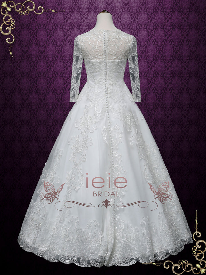 Long Sleeves Lace A-line Wedding Dress | AUGUSTINE