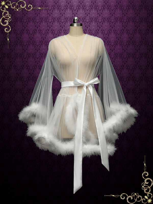 Marabou Fur Illusion Bridal Honeymoon Boudoir Robe Cici