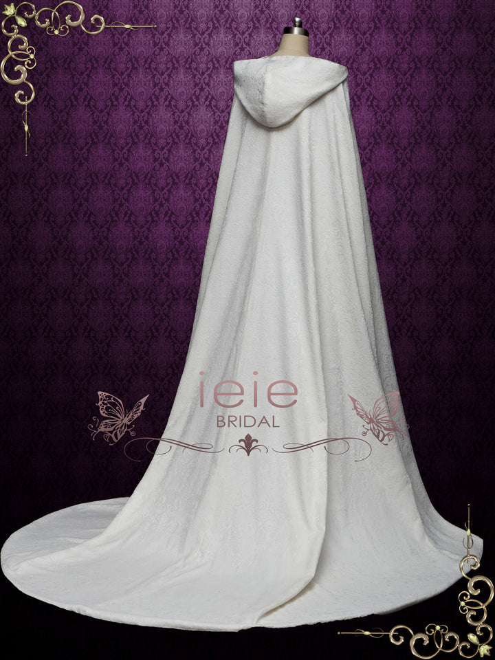 Ivory Medieval Cotton Jacquard Wedding Cloak Y200502