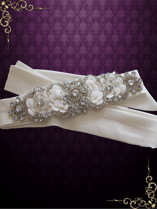 Jeweled Crystal Bridal Sash with Rhinestones