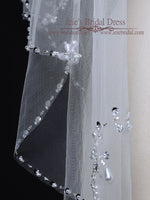 2 Tier Fingertip Bridal Veil with Sparkly Beadings on Edge VG1020