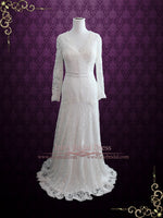Slim A-line Lace Wedding Dress with Long Sleeves GABRIELLA