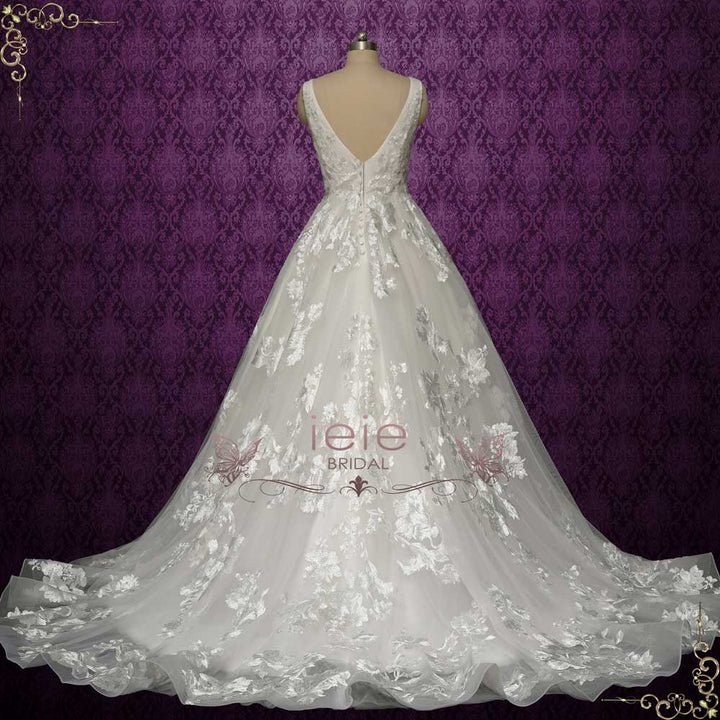 Lace Wedding Dress with Lace Overlay and Open Back | DANIELA Size 24W / Ivory Lace Wedding Dress with Lace Overlay and Open Back | DANIELA Size 24W / Ivory