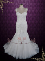 Vintage Lace Fit and Flare Wedding Dress with Straps | Lorita