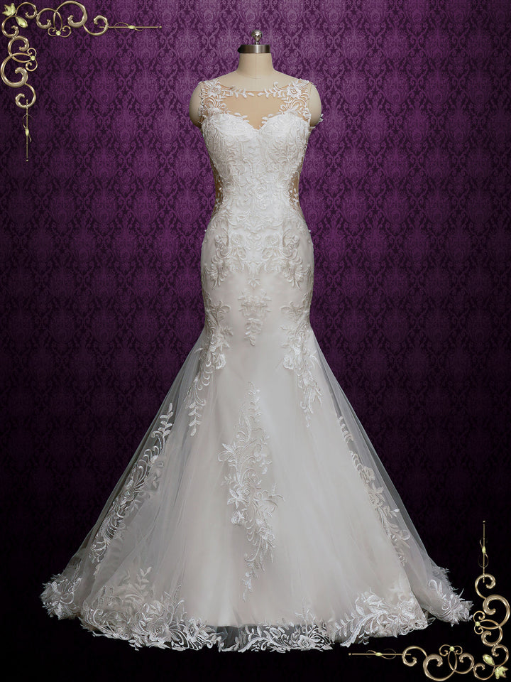 Sexy Lace Wedding Dress with Open Back FLEUR Size 14 / Ivory Sexy Lace Wedding Dress with Open Back FLEUR Size 14 / Ivory