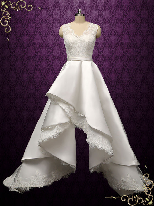 Modern Lace High Low Wedding Dress BECA