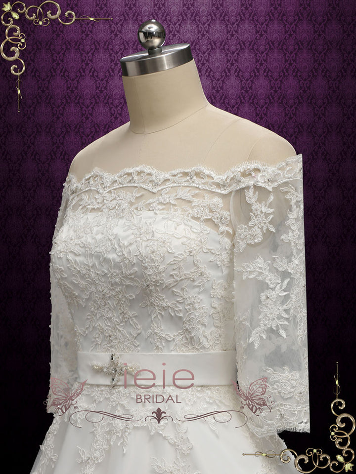 Vintage Style Lace Offer Shoulder Wedding Dress DEANNA