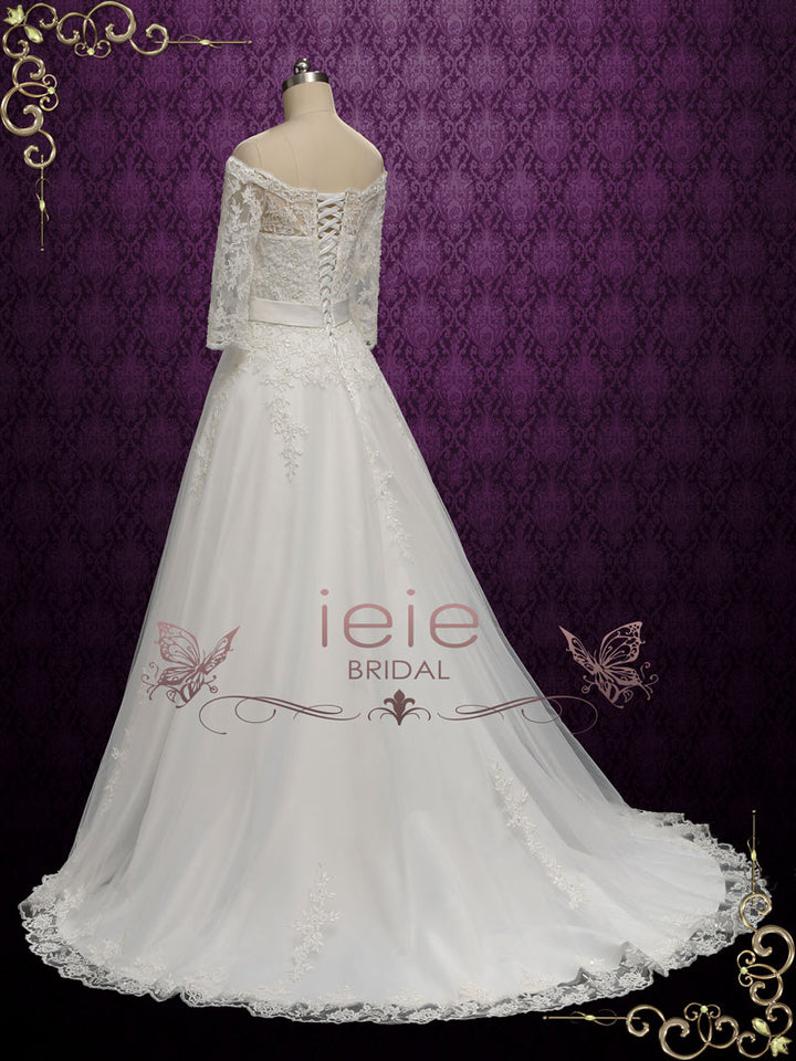 Vintage Style Lace Offer Shoulder Wedding Dress DEANNA