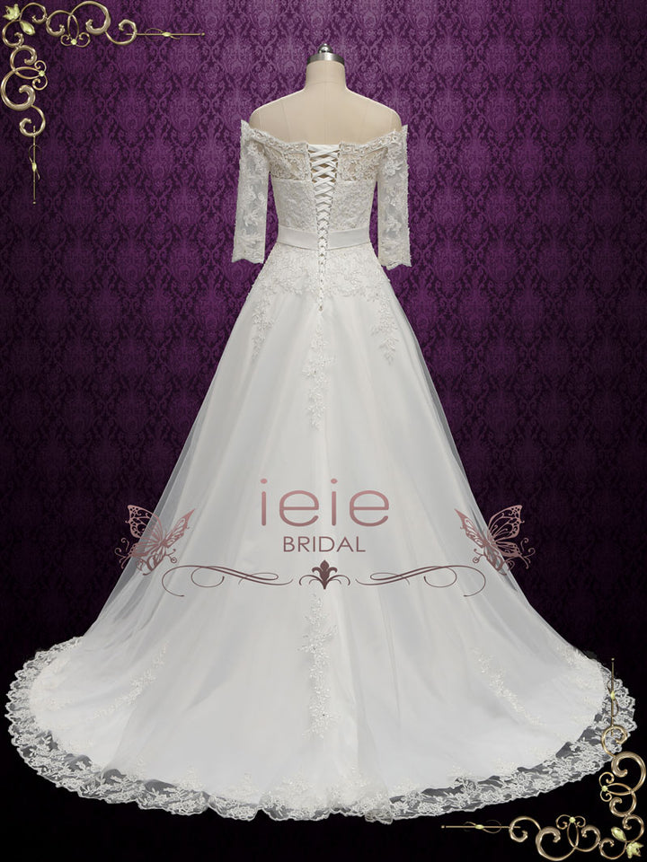 Vintage Style Lace Offer Shoulder Wedding Dress DEANNA