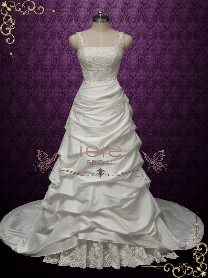 A-line Taffeta Wedding Dress with Pick-up Skirt SABRINA – ieie A-line Taffeta Wedding Dress with Pick-up Skirt SABRINA – ieie
