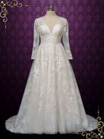 Lace Wedding Dress with Deep V Neckline EVELINA