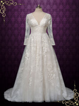 Lace Wedding Dress with Deep V Neckline EVELINA