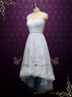 Blue Boho Destination Lace High Low Wedding Dress NELLIE
