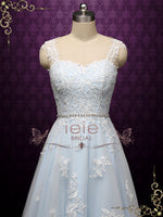 Blue Boho Destination Lace High Low Wedding Dress NELLIE