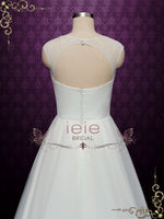 Light Green A-line Wedding Dress with Cap Sleeves SHA