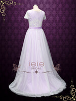 Bohemian Purple Lace Wedding Dress with Short Sleeves HAYLIE
