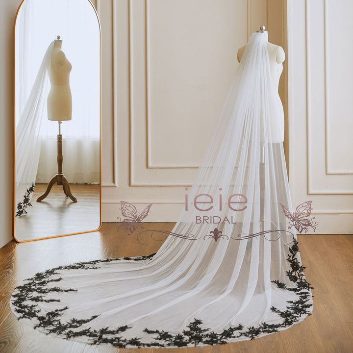 Cathedral Long Lace Wedding Veil VG3042 Chapel 98 Inches / White