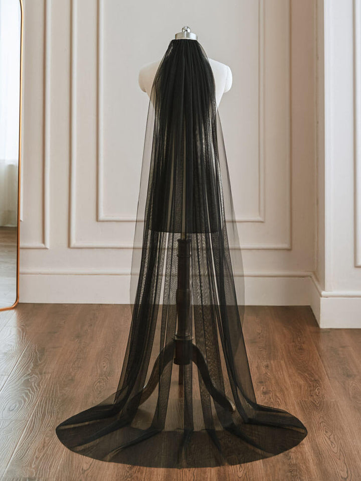 Ready to Ship Mourning Veil Black Dot Tulle