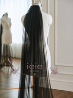 Black Soft Tulle Chapel and Cathedral Length Wedding Veil VG1030
