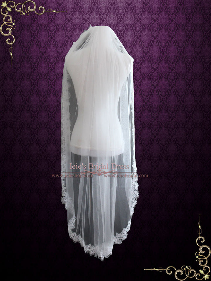 Soft Fingertip Wedding Veil with Eyelash Lace Edge VG1058