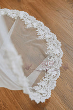 Chapel Length Wedding Veil with 3D Lace from Midway VG3038