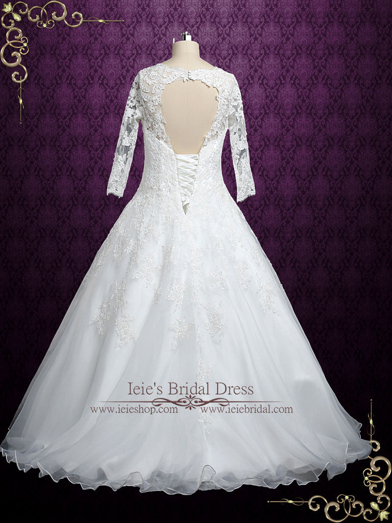 Long Sleeves Lace Ball Gown Wedding Dress | Nicole – ieie Bridal