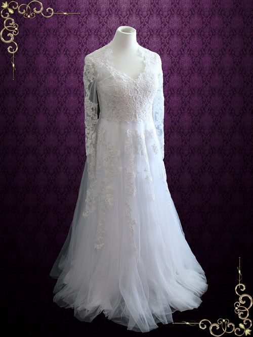 Vintage Style Lace Wedding Dress With Long Sleeves KORINA