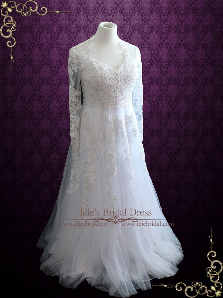 Vintage Style Lace Wedding Dress With Long Sleeves KORINA