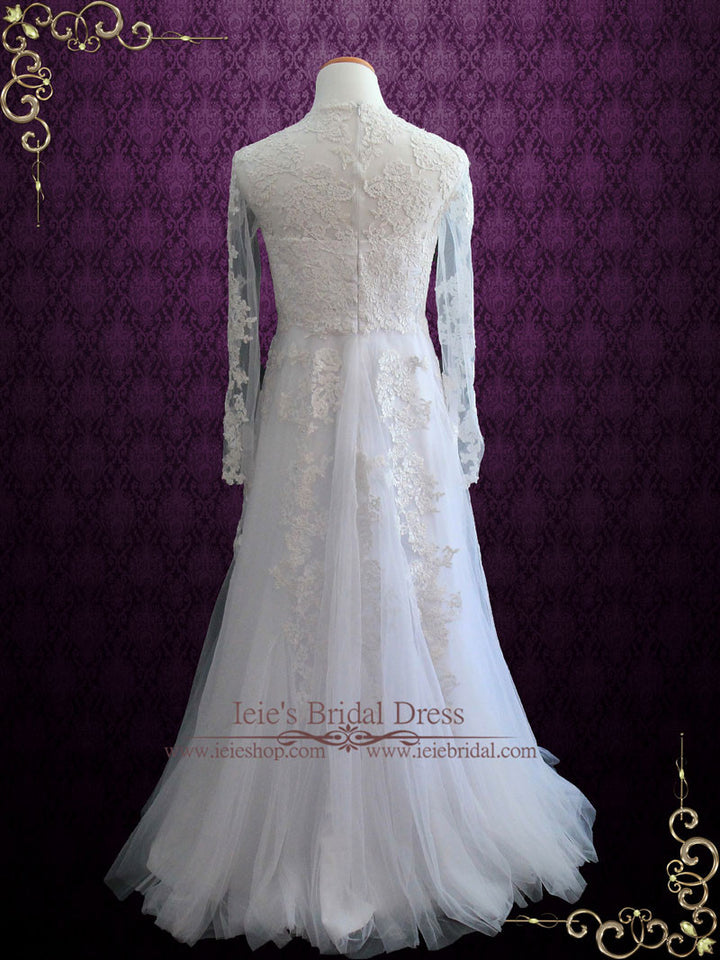 Vintage Style Lace Wedding Dress With Long Sleeves KORINA