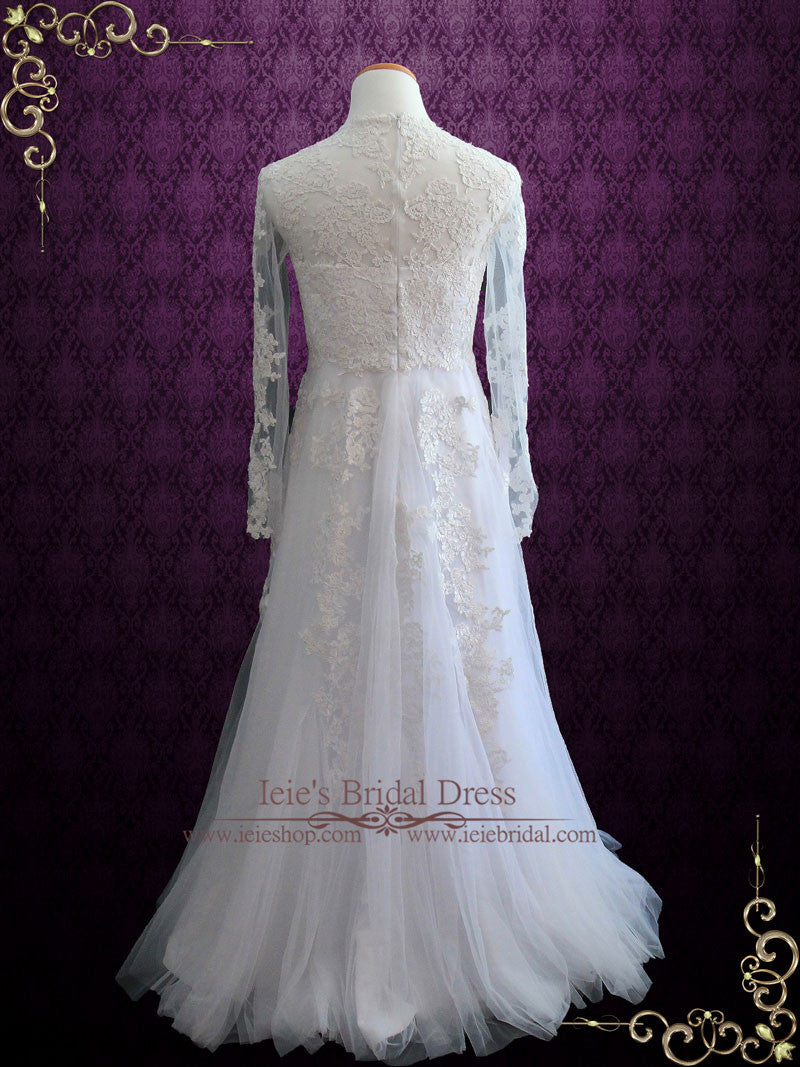 Vintage Style Lace Wedding Dress With Long Sleeves KORINA