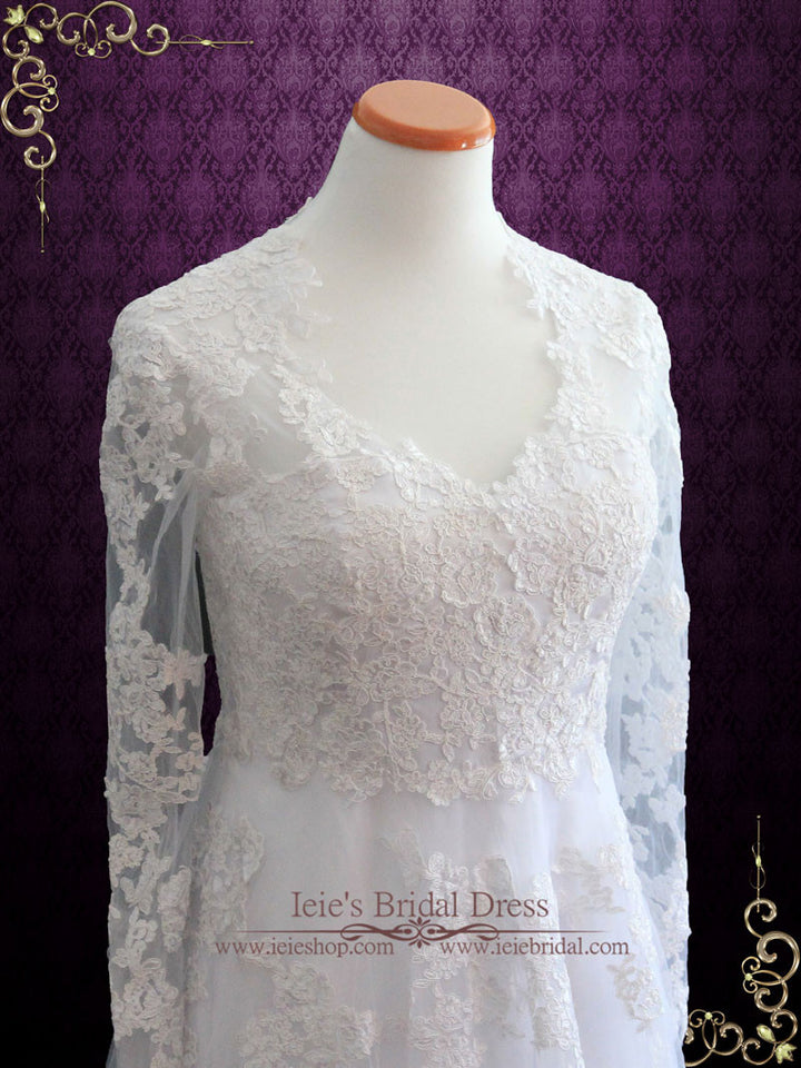 Vintage Style Lace Wedding Dress With Long Sleeves KORINA