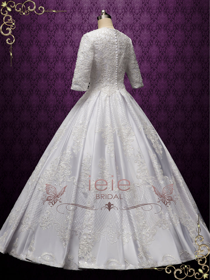 Luxurious Modest Ball Gown Wedding Dress DEENA