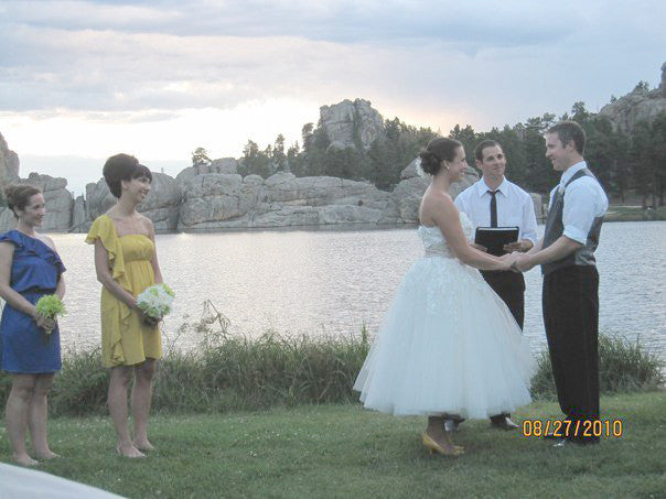 Retro Vintage Style Tea Length Strapless Wedding Dress LYDIA