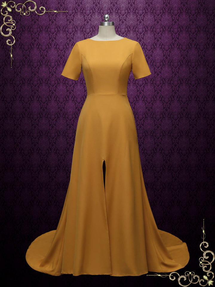 Marigold Yellow Wedding Dress with Slit DESERTE Size 24W / Marigold Marigold Yellow Wedding Dress with Slit DESERTE Size 24W / Marigold