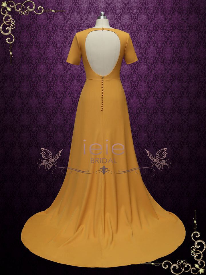 Marigold Yellow Wedding Dress with Slit DESERTE Size 24W / Marigold Marigold Yellow Wedding Dress with Slit DESERTE Size 24W / Marigold