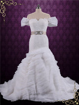 Off Shoulder Lace Fit and Flare Wedding Dress JOYCE